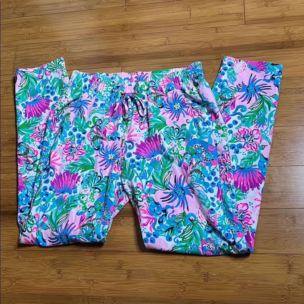 Lilly Pulitzer Emora Knit Pants Joggers Mandevilla Baby Paradise Petals Size S - Picture 3 of 7